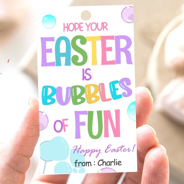 Easter bubbles tag, Easter gift tags, Bubbles of fun kids Easter Class gift tag, School Easter party favors, Classroom gifts, Easter gifts