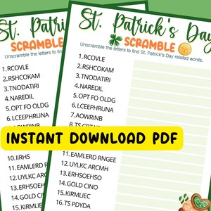 St. Patricks Day Word Scramble Game, St Patricks Games, Printable St ...