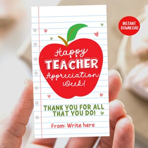 Apple Teacher Appreciation Week Tag, Apple-cadeautag voor leraren, Apple-tag voor leraren, bedankje voor leraar, Apple-tag voor leraren, bedankt Apple-tag voor leraren