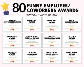 Funny Employee Awards Printable, Staff Employee Appreciation Award Certificate, Office Recognition Award Work Colleague Team Coworkers Gifts