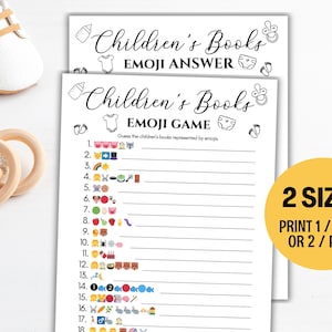 Baby Shower Book Emoji Pictionary Game, Children&#39;s Book Emoji Game, Baby Shower Book Emoji Game, Printable Baby Shower Emoji Game Answer Fun