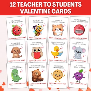 Peut inclure: Douze cartes de Saint-Valentin imprimables pour les enseignants à offrir à leurs élèves. Chaque carte présente un animal ou un aliment de dessin animé différent avec un message de Saint-Valentin. Les cartes sont conçues pour être imprimées sur du papier au format 21,6 x 27,9 cm et découpées.
