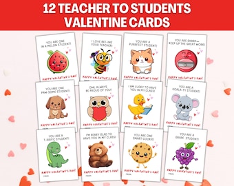 Valentines From Teacher For Students, Valentine's Day Cards For Class Kids From Teacher, Printable Teacher Valentines Cards For Students