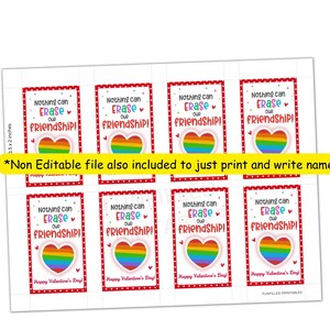Eraser Valentine Printable Tag, Non Candy Valentines Class Gift, Kids ...