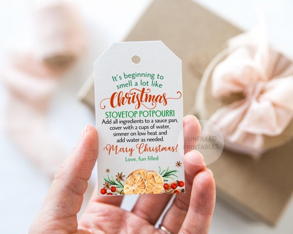 Christmas Potpourri Gift Tags Printable Simmer Pot Tags, Simmer Pot Recipe, Stovetop Potpourri Tags,  Christmas Holiday Kitchen Gift Tag