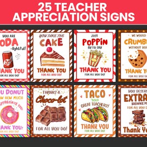 Teacher Appreciation Signs Staff Appreciation Sign For Snacks BreakFast Lunch Thank You Treat Table Signs Printable Appreciation Week Bundle