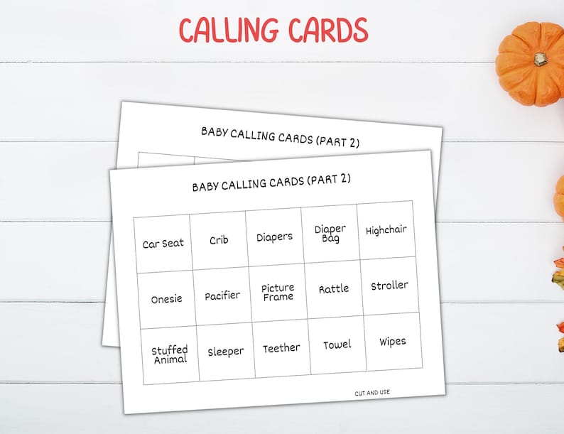 Fall Pumpkin Baby Shower Bingo Cards Printable