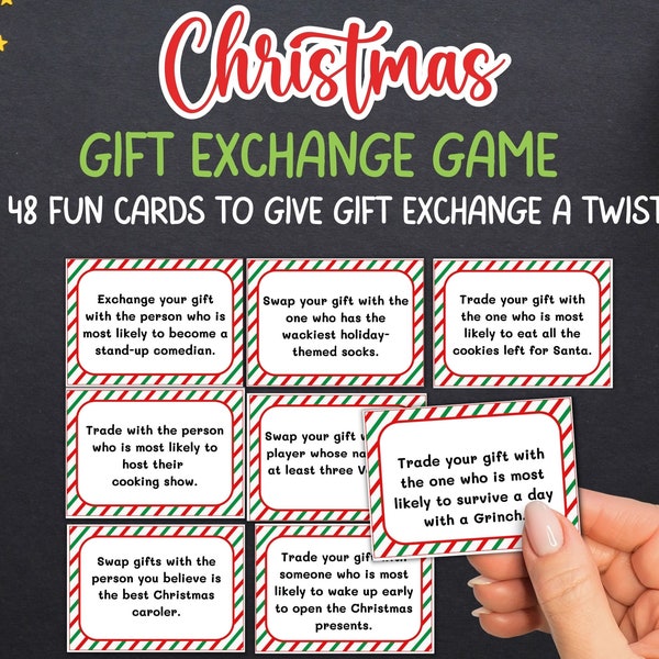 Christmas Gift Exchange Game, White Elephant Gift Exchange Cards, Christmas Party Game, Work Holiday Party Yankee Swap, Christmas Gift Game