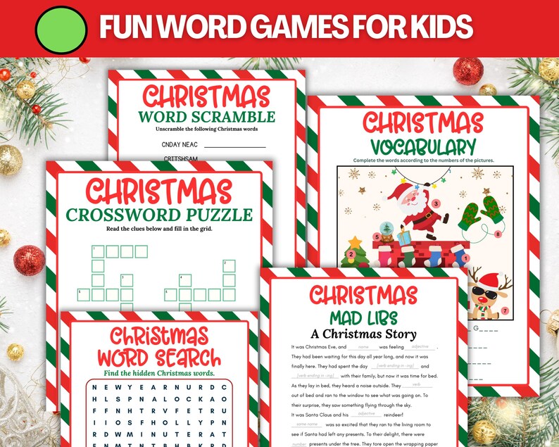 Kids Christmas Games Activities Bundle, Printable Christmas Party Games ...