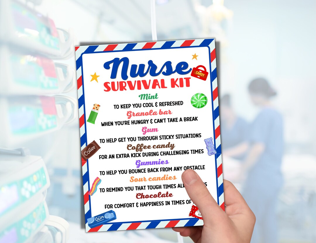 Nurse Survival Kit, Nurse Gift Tags Printable, Nurse Appreciation ...