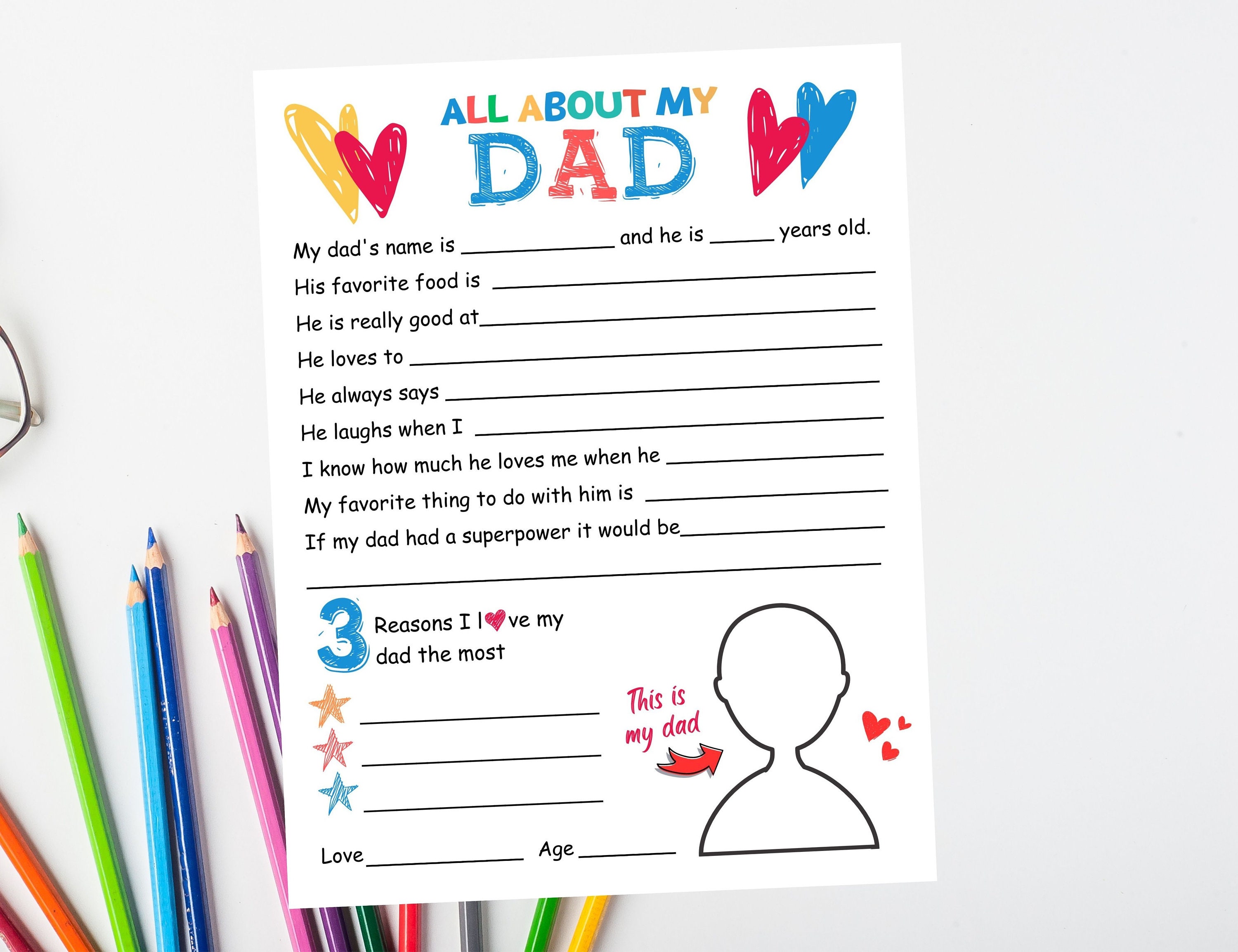 All About My Dad Questionnaire Printable Fathers Day Gift, Fill in ...