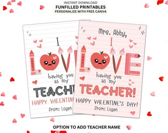 Modello di biglietto d'auguri per San Valentino per insegnanti, modificabile, modello di biglietto per caffè, regali di apprezzamento per gli insegnanti di San Valentino a scuola, etichette regalo
