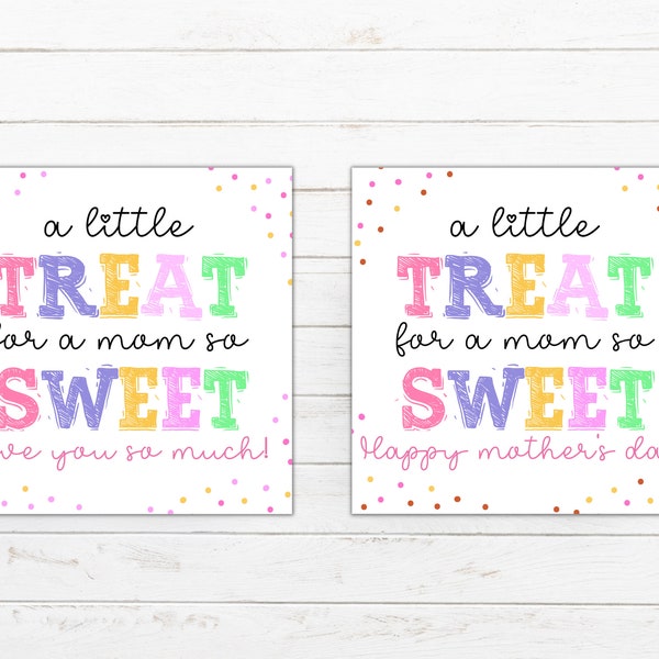 Sweet Treat Mothers Day Gift Tags, Happy Mothers Day Little Sweet Treat Tag, Thank You Tags, Mothers Day Printable Tags For Mom Gifts