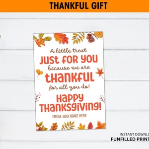Thankful For You Gift  Thanksgiving Tags, Staff Teacher Thanksgiving Thankful Gift Tag, Thanksgiving Tag For Employees Team, Favor Tag