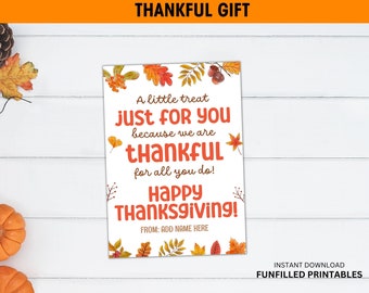 Thankful For You Gift  Thanksgiving Tags, Staff Teacher Thanksgiving Thankful Gift Tag, Thanksgiving Tag For Employees Team, Favor Tag