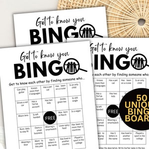 Get to Know You Bingo, Find Someone Who Bingo, Find the Guest Bingo, Icebreaker Bingo, Icebreaker Game, Icebreaker Activity, Human Bingo