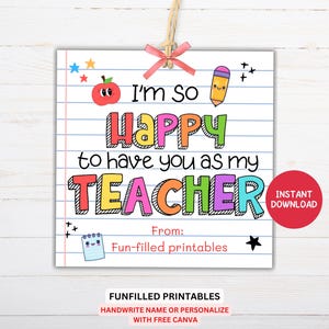 Back To School Teacher Gift Tag, First Day Of School Teacher Gift Tag From Student, New Teacher Gift,Printable Tag For Teacher Appreciation