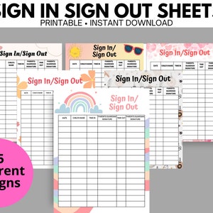 Sign In Sheets For Daycare, Sign In Sign Out Forms, Home Daycare, School, Preschool, Sports, Recreational Activities, Sign In Sheet bundle