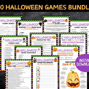 40 jogos de Halloween para imprimir, pacote de jogos de Halloween, jogos de Halloween para crianças e adultos, jogos de festa de Halloween, trabalho, classe, jogos assustadores