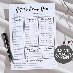 Team Building Get To Know Me Printable Questionnaire, Coworker Questions, Get To Know My Team Staff Employee Favorites, All About Me Survey