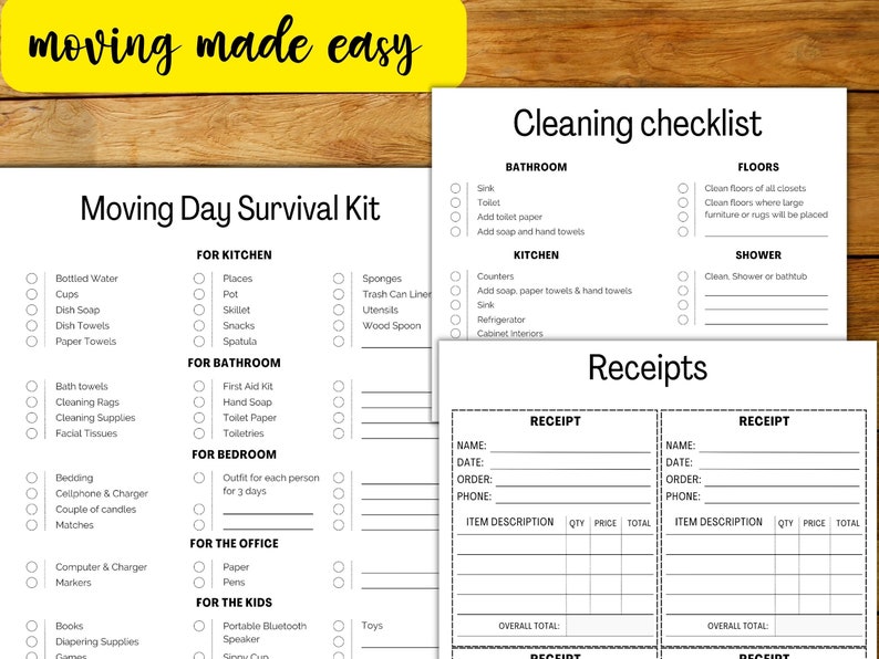 Moving Checklist, Moving Planner