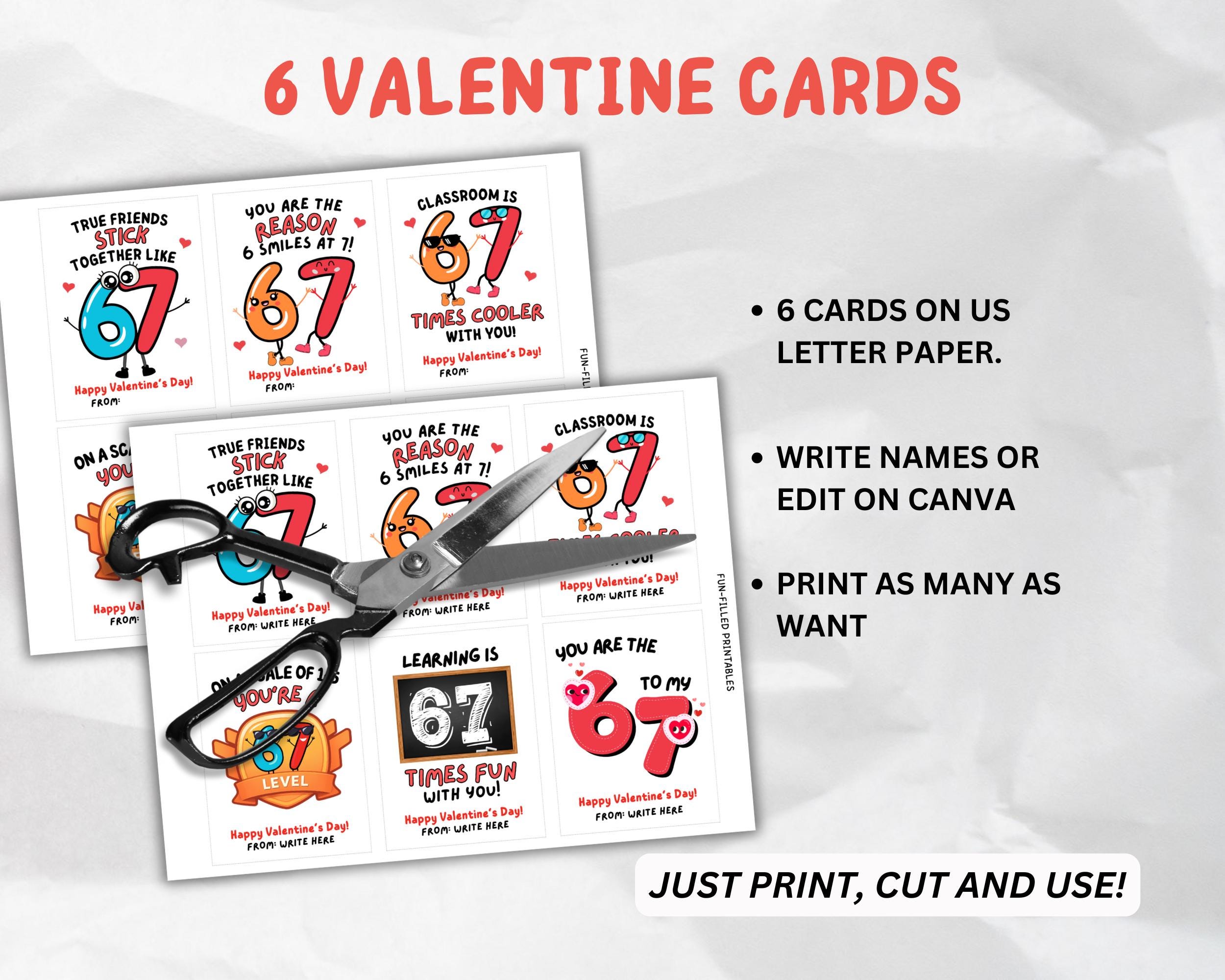 67 Valentine's Day Cards for Kids, Classroom Valentine Gift, Tweens ...