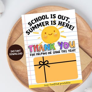 Porte-carte cadeau de fin d'année pour enseignant, carte-cadeau d'été pour enseignant, fin d'année, cadeau d'un élève pour enseignant, cadeau de remerciement pour enseignant