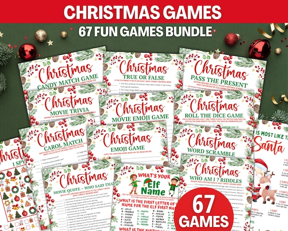 Family Christmas Games Bundle Printable Christmas Party Games Adults Kids, Festive Family Christmas Games, Movie Quote Trivia Emoji Quiz