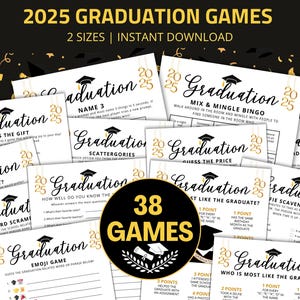 Abschlussspiele 2025 Abschlussfeierspiele, Klasse von 2025 Abschlussspiele bündeln, Spaß graduierte Partyspiele druckbare Abschlussaktivität
