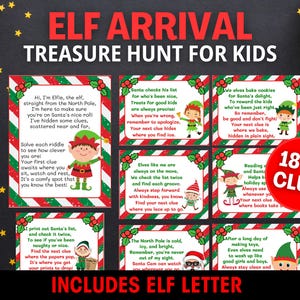 Elfen Schnitzeljagd, Elfen Schatzsuche, Elfen Jagd für Kinder, Neue Elfe Ankunft Brief, druckbare ELF Weihnachten Schnitzeljagd Spiel