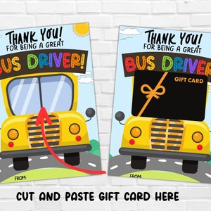 School Bus Driver Gift Card Holder Printable, Bus Driver Appreciation Gift, End of Year Bus Driver Thank You Card, Coffee/ Gas Gift Card image 3