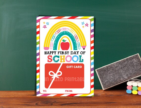 First Day Of School Teacher Gift Card Holder Printable, Back To School Gift, Teacher Gift Card Holder, Happy First Day of School Editable