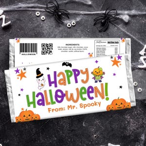 Halloween Chocolate Wrapper, Candy Bar Wrapper Printable, Halloween Favors Tag, 1.55 oz Chocolate Favors, Halloween Treats, Spooky Wrapper