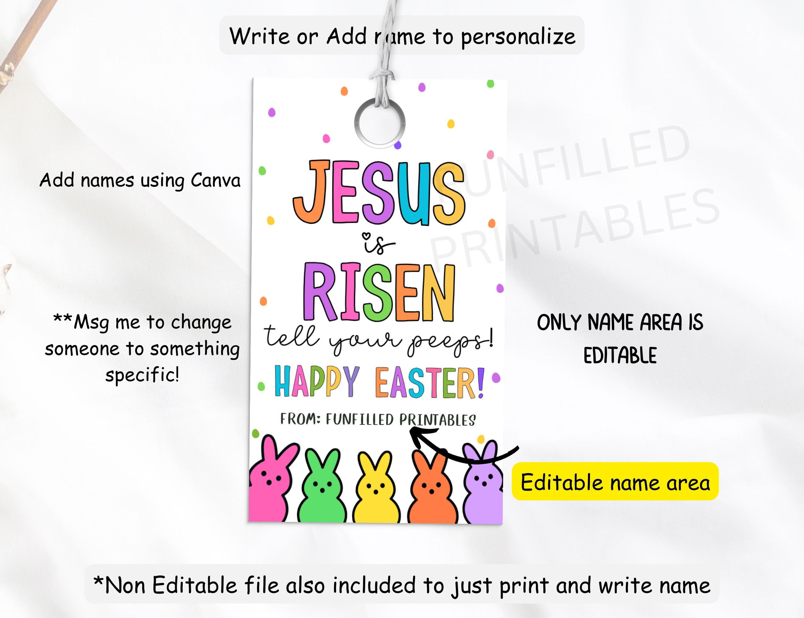 Religious Easter Tag, Jesus is Risen Tags, Christian Easter Gift Tags ...