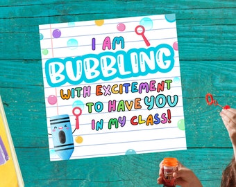 Bubbles Back To School Tag, Printable First Day Of School Tag, Bubble Gifts Favors, Classroom Teacher Gifts To Student Meet The Teacher Tags
