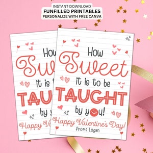 Teacher Valentines Card, Classroom Teacher Valentines Gift Tag, Sweet Teacher Valentines Day Card From Student, Valentines Teacher Tag Gift
