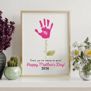 Muttertag Handabdruck Blume Handwerk druckbare Baby Kleinkind Muttertag Andenken Geschenk 2026, DIY Geschenk für Mama Pre-k Kita Klassenzimmer Aktivität