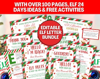 Elf Arrival Letter Editable Elf Letter Bundle, Printable Elf Letter Set, Elf Return Goodbye, Elf Activities Notes, Santa Certificate, Label
