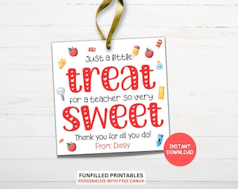 Sweet Treat Teacher Appreciation Tag, Teacher Sweet Treats Tag, Thank You Teacher Tag, Teacher Cookie Tag, End Of Year Teacher Candy Tag