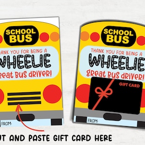Porte-carte cadeau chauffeur de bus imprimable, Merci pour chauffeur de bus, cadeau de remerciement pour chauffeur de bus, cadeau chauffeur de bus de fin d'année, café, essence, toutes les cartes