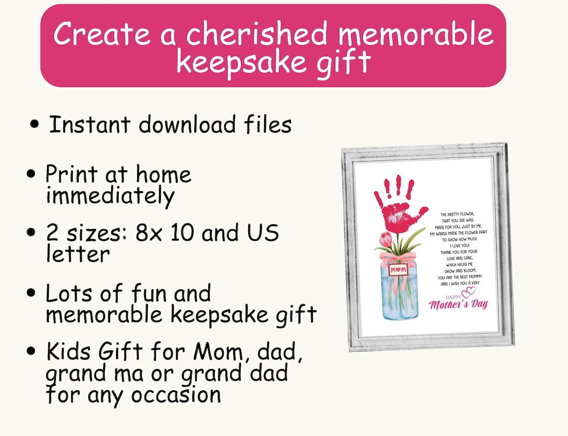 Flower Handprint Craft Art, Mother's Day Poem Handprint Craft ...