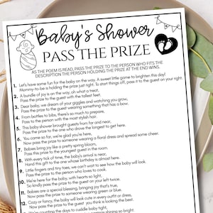 Pass the Gift Baby Shower Game, Pass the Prize Baby Game, Printable Gender Neutral Baby Shower Game Activity For Group, Pass the Gift Poem