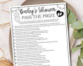 Baby Shower Pass the Gift Game, Pass the Prize Baby Game, Printable Gender Neutral Baby Shower Game Activity For Group, Pass the Gift Poem