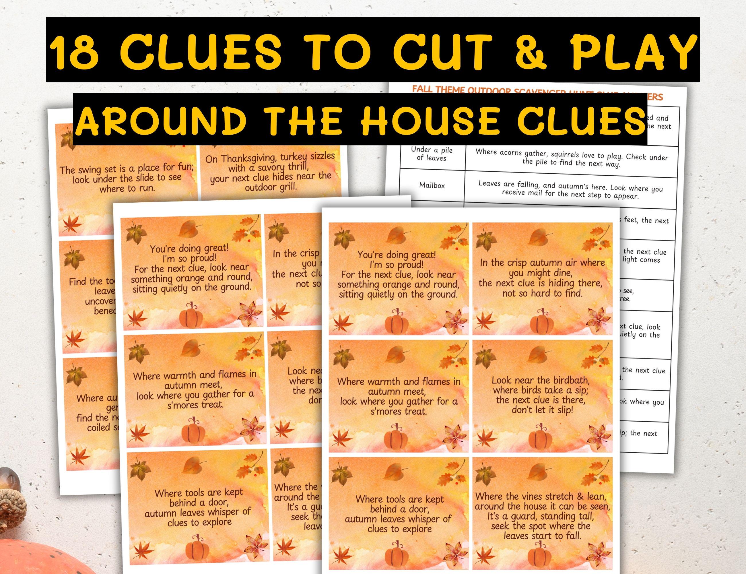 Fall Riddles Hunt Outdoor Scavenger Hunt Fall Theme, Autumn Scavenger Hunt for Kids Teens ...