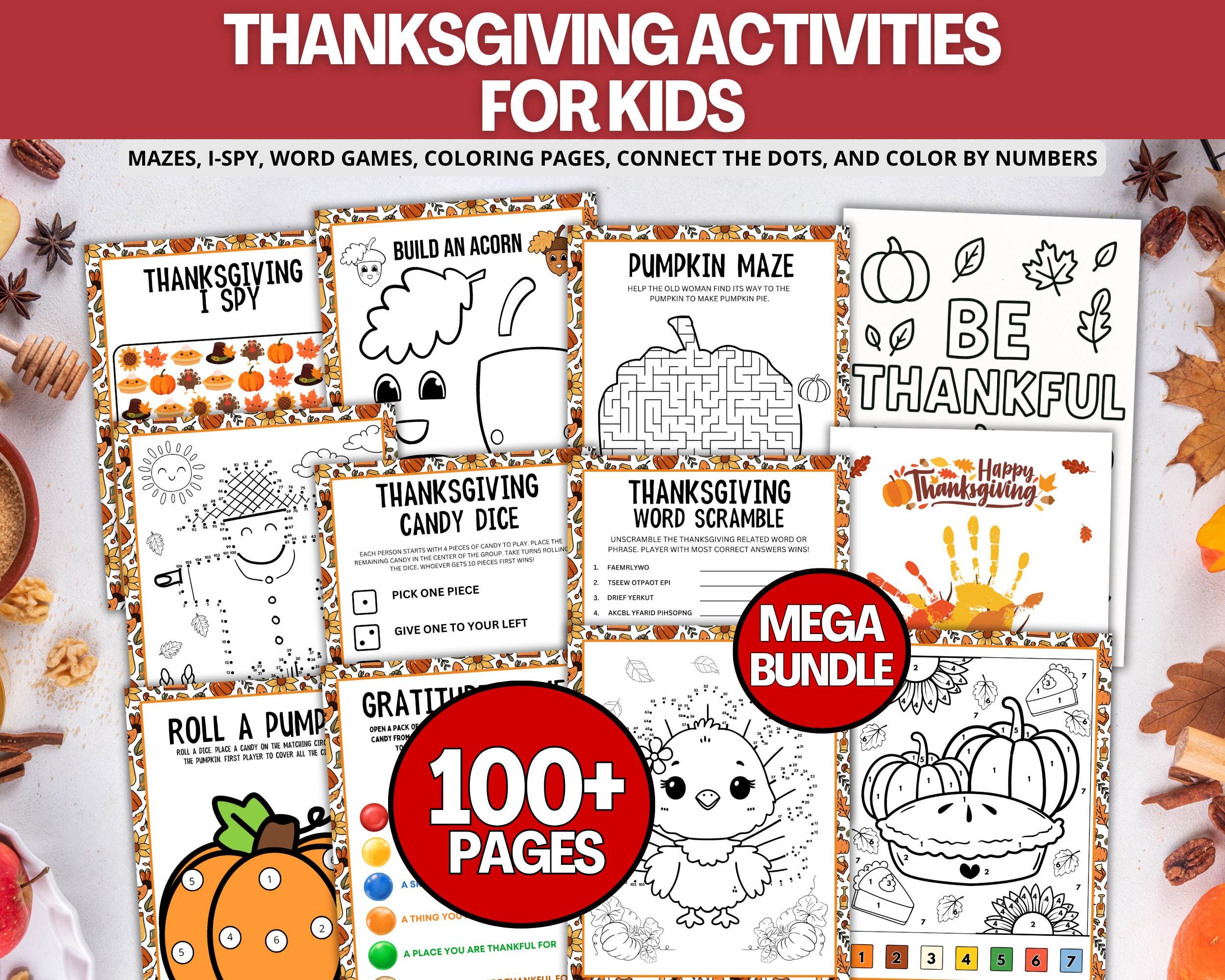 Thanksgiving Activity Pages for Kids, Thanksgiving Party Game For…