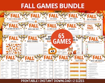 Fall Games Printable, Autumn Trivia Games, Fall Party Games Bundle, Fall Family Games, Work Fall Games, Family Activities For Kids Adults