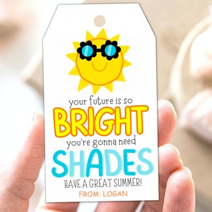 Etiqueta de óculos de sol Future So Bright, lembrancinhas para festa de formatura de jardim de infância, presentes de fim de ano letivo para alunos e professores