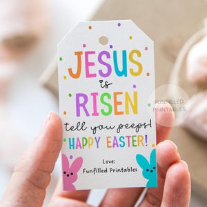 Jesus ist auferstandene religiöse Ostertags druckbare, christliche Ostertags, Ostersonntag Schulklassenzimmer Geschenkanhänger, Auferstehung Ostersonntag