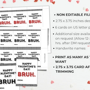 Bruh Valentines Card Printable, Teen Tween Boys Classroom Valentines ...