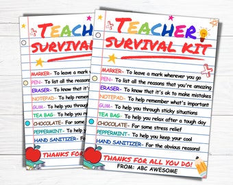 thumbnail interactive-video image 1 of Teacher Survival Kit In A Can – Funny Thank You Gift Card For End Of Term Or Christmas 1 of 6